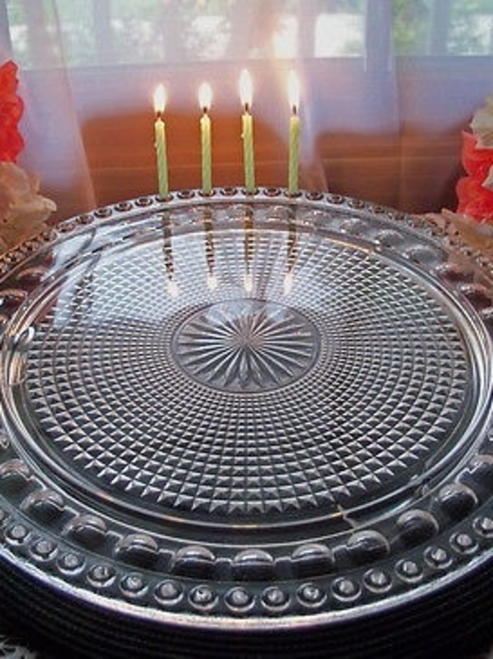 Vtg Imperial Glass Ohio Cape Cod Birthday Cake Plate 72 Candle Holes 13” platter